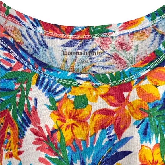 Woman Within Size 22/24 Bright Tropical Floral Print Casual Knit Tunic Top - Picture 3 of 8